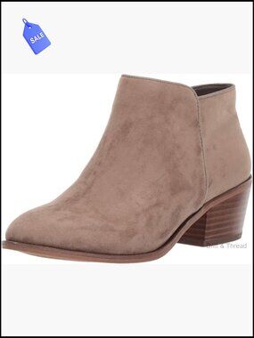 Women's Faux Suede Ankle Boots with Side Zipper, Comfortable Memory Foam